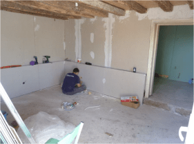 Après : le placo est flambant neuf 